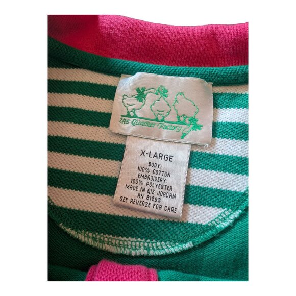 Quacker Factory | Pink Collared Embroidered Pineapple Green Polo | XL - Picture 3 of 11